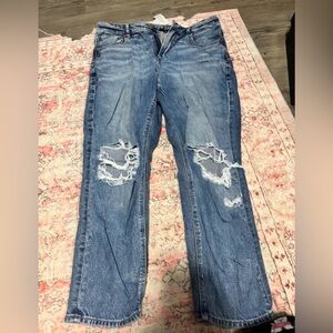 American Eagle Outfitters Ripped Blue Boyfriend Jeans